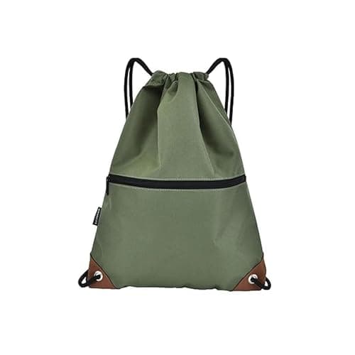 Image of CINY Drawstring Bags, Premium Quality Gym Bags, Men & Women Sport Gym Drawstring Backpack Bag with Zipper, Oxford waterproof drawstring bag for Sports, Beach, Swimming, Hiking, Travel (green)