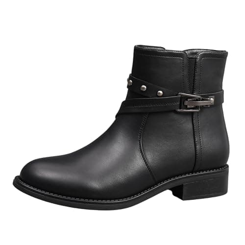 Image of IVACHY Womens Fashion Metalic studs Boots Buckle zip closure stylish ankle booties ladies Shoes Size UK