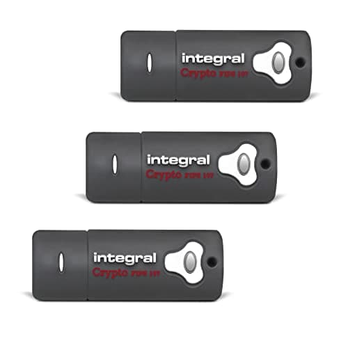 Image of Integral 8GB Crypto-197 256-Bit Hardware 3-Pack Encrypted 3.0 USB Secure Flash Memory Drive - Certified to FIPS 197, Protection & Rugged Double-layer Waterproof Design XTS-AES