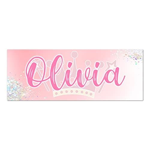 Image of Personalised Any Name METAL Princess Crown Girls Bedroom Door Sign Plaque for Kids