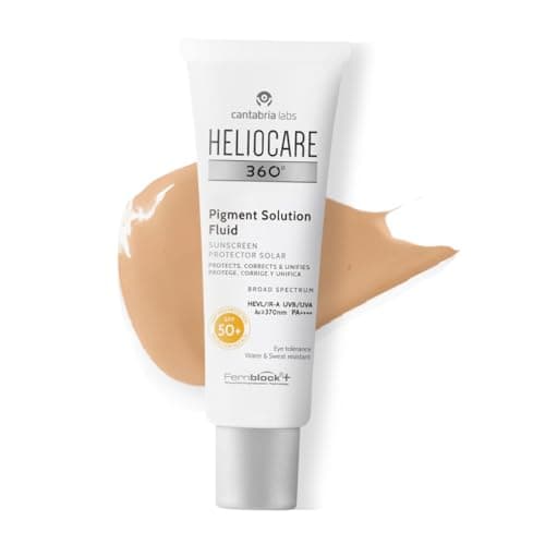 Image of Heliocare 360° Pigment Solution Fluid, SPF50 Sun Cream with Anti-Pigmentation Protection, Protects Against UVA, UVB, Visible Light and Infrared A-Rays, Water and Sweat Resistant, Vegan (50ml)