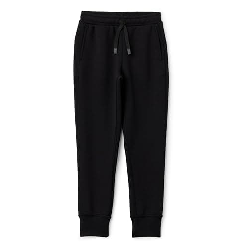 Image of Amazon Essentials Girls' Athletic Regular-Fit Jogger Tracksuit Bottoms with Pockets, Active Sweat, Black, 6-7 Years