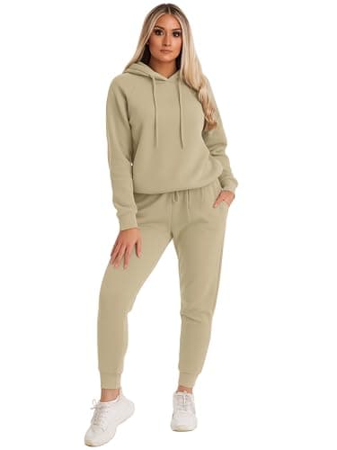 Image of BRAND KRUZE Womens Tracksuit Set Long Sleeve Pullover Hoodie and Casual Regular Fit Joggers Set KZLS169 NUDE L