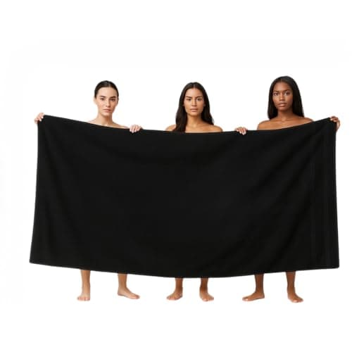 Image of Diamond Tex 1 Piece Jumbo Bath sheet 90x180 cm 100% Cotton Extra Large Bath Towels Highly Absorbent Grey Bath sheets Towels (Black, (90 x 180 cm, 1 Pack))