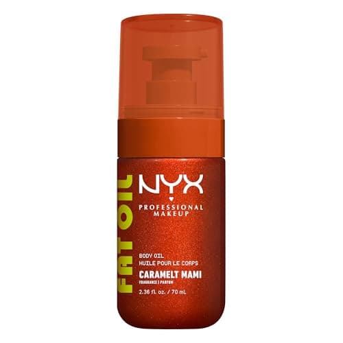 Image of NYX Body Oil, Fat Oil Shimmering Body Moisturiser for Glowing Skin, 24hr Hydration with Avocado Oil & Vitamin E, High-Shine Finish, Non-Greasy & Vegan, Caramelt Mami