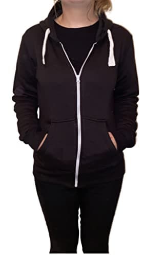 Image of LUXFAB Ladies Plain Zip Up Hoodie – Women’s Fleece Sweatshirt with Hood & Pockets – Casual Full Zip Hooded Jumper Jacket Top UK S-5XL (UK, Alpha, M, Regular, Regular, Black)