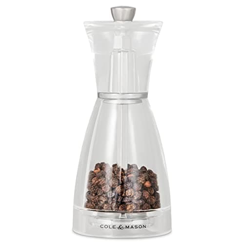 Image of Cole & Mason H35701P Pina Clear Pepper Mill, Precision+, Acrylic, 125 mm, Single, Includes 1 x Pepper Grinder