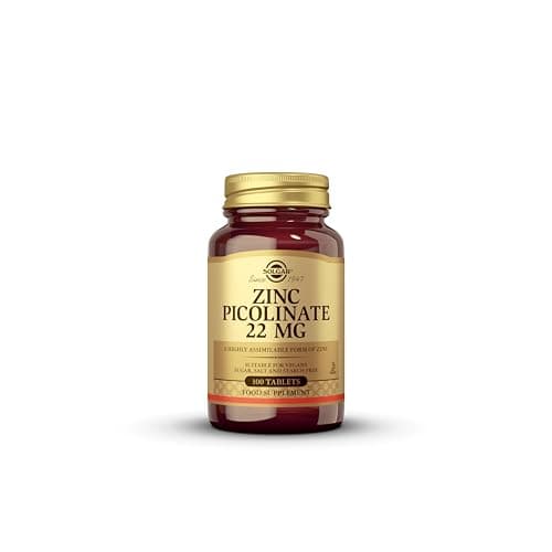 Image of Solgar Zinc Picolinate 22 Mg Tablets - Healthy Skin, Hair and Nails - Highly absorbable Premium Form, Easy to Swallow - Vegan, Pack of 1, 100 Tablets