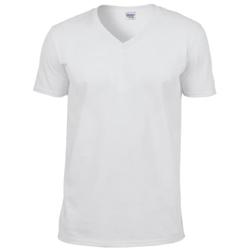 Image of Gildan Men's Soft Style V-Neck T-Shirt, White, Medium