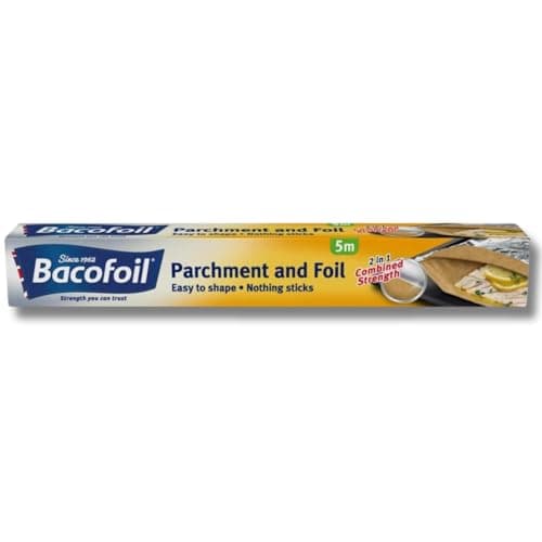 Image of Foil and Parchment Paper 2 in 1 Easy to Shape 5m x 30cm | Durable and Tear Resistant | Non-Stick Coating - Pack of 1 Roll