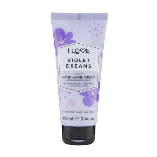 Image of I Love Violet Dreams Scented Hand & Nail Cream 100ml – Nourishing Shea Butter & Coconut Oil – 93% Naturally Derived Ingredients – Hydrating Vegan-Friendly Cream for Soft, Smooth & Healthy Hands 100ml