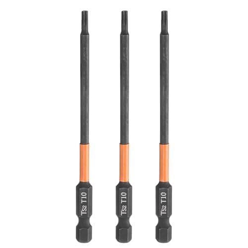 Image of sourcing map 3pcs T10 Torx Head Screwdriver Bit 4" (100mm) Long 1/4" Hex Shank Magnetic No Hole Tamper Proof 6 Point Star Screw Driver Drill Bits Phosphate S2 Steel Industrial Power Tools