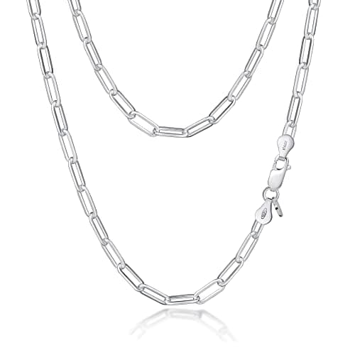Image of Amberta Women's 925 Sterling Silver Paperclip Chain: 4.4 mm 45 cm/18 inch