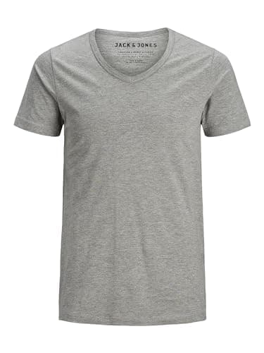 Image of Jack and Jones Basic V-Neck Short Sleeve Men's T-Shirt Light Grey Melange XX-Large