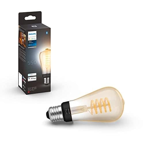 Image of Philips Hue White Ambiance Filament ST64 Smart Light Bulb [E27 Edison Screw] with Bluetooth. Works with Alexa, Google Assistant and Apple Homekit