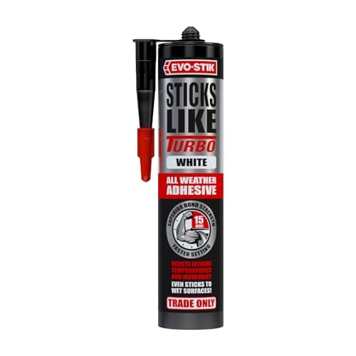 Image of EVO-STIK Sticks Like Turbo Adhesive White - 290ml - All Weather - Fast Setting - Extreme Temperature & Movement Resistant