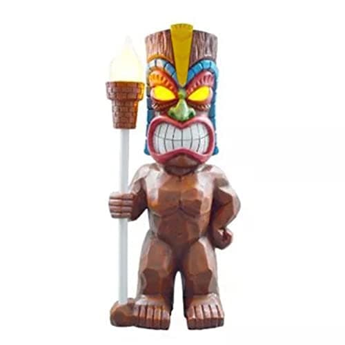 Image of KENANLAN Tiki statue Solar Powered LED Tiki Light 15CM Solar Totem Figurine Ornaments LED Garden Light Decoration Crafts for Porch Lawn Trail (a)
