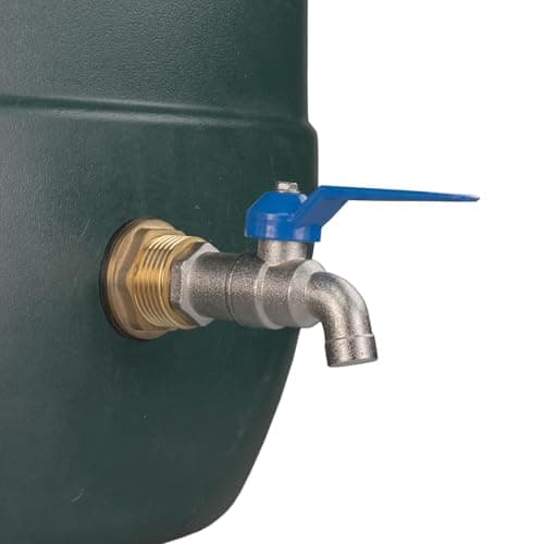 Image of 3/4" Water Butt Replacement Faucet – Brass Metal Lever Tap with UK Bib Outlet & Hose Barb Adapter,Quick Connect Garden Hosepipes (Garden tap)