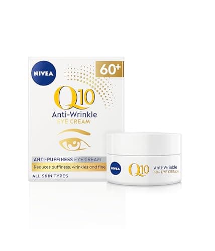 Image of NIVEA Q10 60+ Anti-Puffiness Eye Cream (20ml), Anti-Wrinkle Eye Cream with Triple Strength Formula Made with Q10, Rose Petal Oil, and Calcium, Designed for 60+ Skin