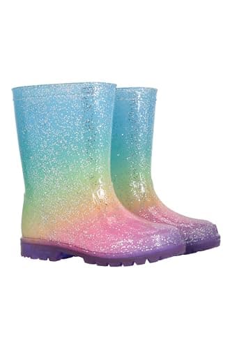 Image of Mountain Warehouse Splash Toddler Light-Up Wellies - Waterproof Flashing Light Shoes, Kids Rain Boots - Spring Summer, Hiking, Trekking, Outdoors & Walking Iridescent Kids Shoe Size 10