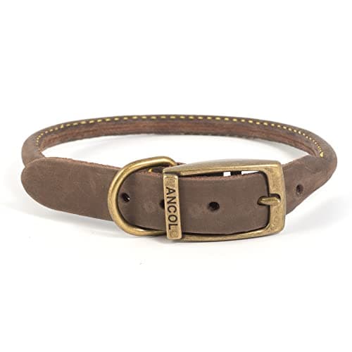 Image of Ancol Timberwolf round leather collar sable. Size 4 ( fits neck measurement 35-43 cm)