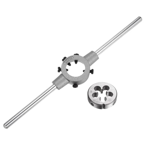 Image of sourcing map Die Stock Handle Wrench Set, 1/2-20 UNF Round Die and 38mm Die Holder (Fits 1/2"-5/8" (UNC/UNF) / Metric M12-M14 / 38mm OD Dies) for Bolt Thread Repair