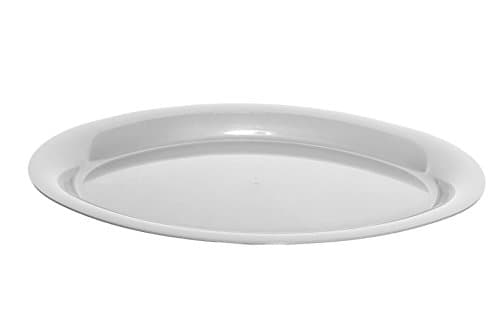Image of 42cm Oval Plastic Serving Platter White Colour Durable & Reusable Catering Tray for Parties, Buffets, and Events Lightweight, Easy-to-Clean Tableware 1 Pack.