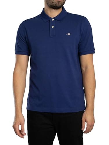 Image of GANT Men's Reg Shield Ss Pique Polo Shirt, Rich Navy, L