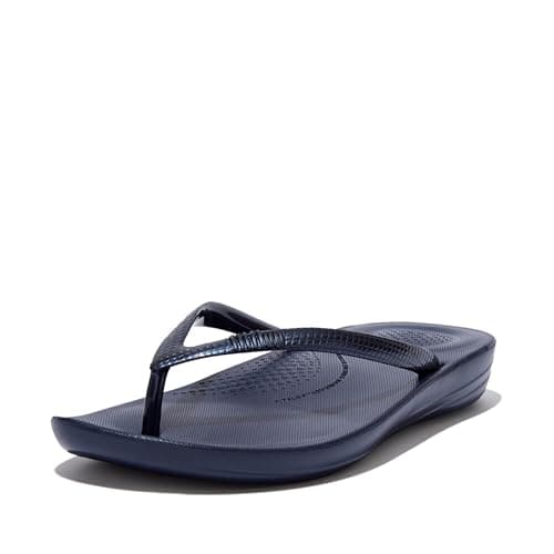 Image of Fitflop Women's iQushion Ergonomic Flip Flops - Lightweight & Comfortable with Natural Arch Support - Midnight Navy - 6 UK