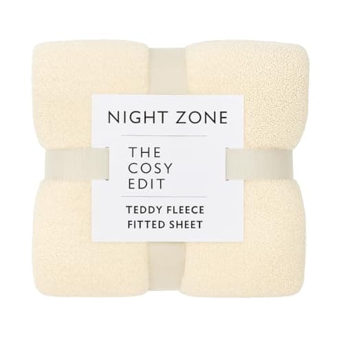 Image of Night Zone Teddy Fleece Fitted Sheet Extra Deep 12"/ 30cm Deep Pocket Teddy Fitted Bed Sheet (Cream, Teddy Fitted Sheet Single)
