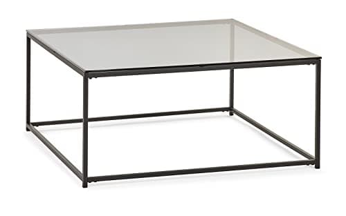 Image of Julian Bowen Chicago Square Coffee Table, Smoked Glass/Black, One Size