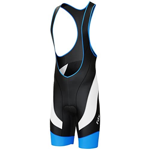 Image of FDX Cycling Bib Shorts Men’s - 3D Padded Bicycle Tights with Mesh Straps, Zip Pocket, Anti-Chafe Leg Grippers - Breathable Summer Cycle Apparel - Excellent Performance and Better Fit (Blk/Blue-M)