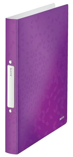 Image of Leitz 2 Ring Binder, Holds up to 190 Sheets, Wow Range, 25 mm Spine, 42570062 - A4, Purple