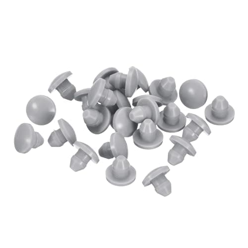 Image of sourcing map 25Pcs Silicone Plugs, Rubber Round Snap in Locking Hole Plugs for 3.5-4mm Hole, Hole Stoppers Waterproof Hole Plug for Metal Tube, Furniture End Caps Inserts, Grey