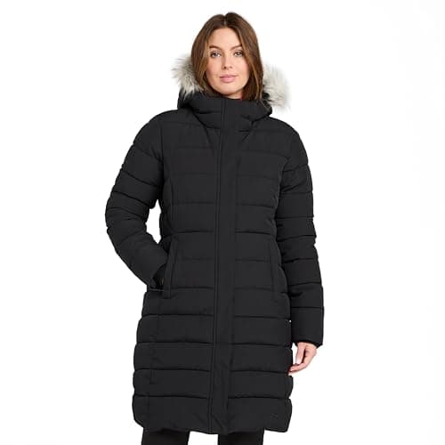 Image of Peter Storm Women’s Luna Parka Jacket with Faux Fur Trimmed Hood & 2 Zipped Pockets, Water Repellent & Insulated Winter Coat (UK, Numeric, 8, Regular, Regular, Black)