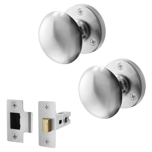 Image of EAI Satin Door Knob Set - 1 Pair of Satin Chrome Victorian Mortice Knobs (55mm) & Latch (76mm) for Internal Doors