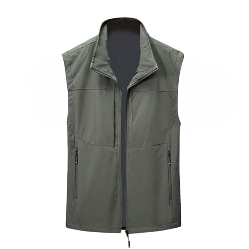 Image of Mashaouyo Men'S 2024 Outdoor Photography Mesh Vest Men'S Thin Multi Pocket Jacket Large Size Loose Horse Clip Mens All Weather Coats With Hood (Jn, M)