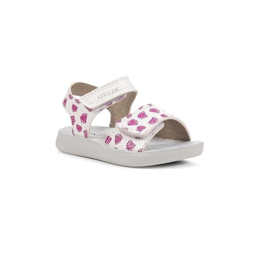 Image of Geox Boy's Girl's B Sandal LIGHTFLOPPY, White/Fuchsia, 8.5 Child UK