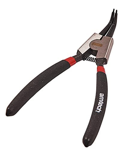 Image of Amtech 6" Circlip Pliers External Bent, Drop Forged & Heat Treated Steel, Spring-Loaded with Cushion Grip Handles for Access in Tight Spaces