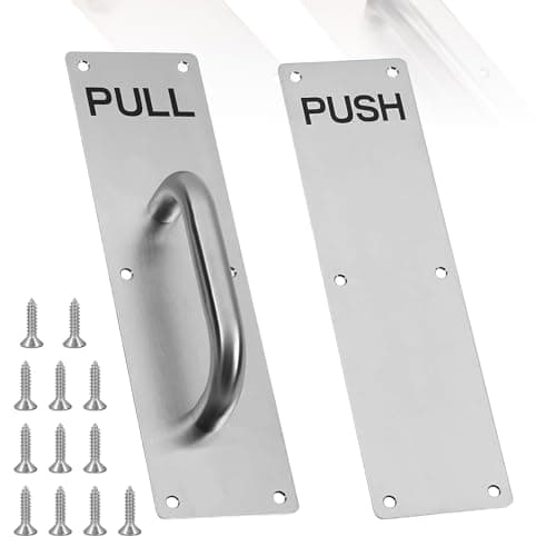 Image of GIONAR Sliding Door Handle, Pull Door Handle Stainless Steel, Door Handle Bar with Push and Pull Function, with Screws, Silver Handles for Heavy Duty Doors(300 x 80 mm)