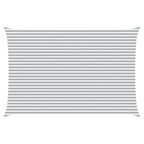 Image of vidaXL Sun Shade Sail Light Grey and White 6 x 4 m, Outdoor Shade, UV-Resistant, Rectangular Canopy, Polyester Cover, Modern Terrace, Water Resistant Poolside