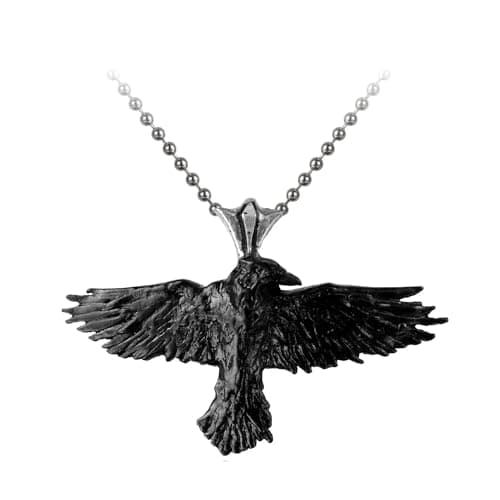 Image of Alchemy Gothic Black Raven Unisex Necklace Black, Pewter,