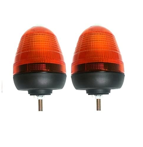 Image of Set of 2 60 Led Flashing Warning Beacon Lights Single 1 Bolt Point Mount Amber Orange