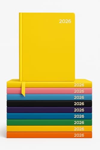 Image of Top Sale 2026 A4 Daily Diary 2 Pages Per Day Hardcover Planner Yellow Casebound with Ribbon Marker Professional Organiser