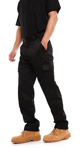 Image of Ranger Knee Pad Work Trousers, Cargo Combat Style Tactical Work Pants. Build for Tradesmen, Builders & Plumbers, Kneeling Trousers in Black & Navy (30W / 31L)