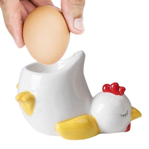 Image of Funny Duck Egg Cup - Sturdy and Safe, Soft Holder for Boiled Eggs, Cute Chick Egg Cup Gift Set, Adorable Ceramic Egg Cup Holder in Chicken/Duck Shape, Funny Animal Decor