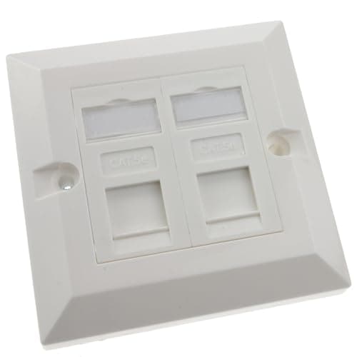 Image of kenable RJ45 Wall Face Plate Double 2 Port Cat5e Ethernet Network Socket with Euro Module Keystone Jacks White Single Gang