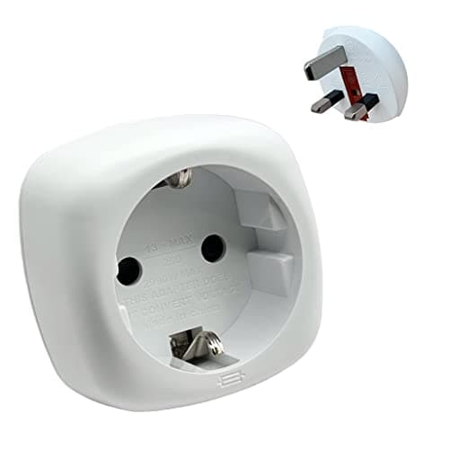 Image of Pipestation European to UK Plug Adaptor - Compact & Lightweight EU to UK Plug Adapter - Type C, E and F (Round Pin) Power Cables EU Plug Adapter to UK - Europe to UK Plug Adaptor Type G
