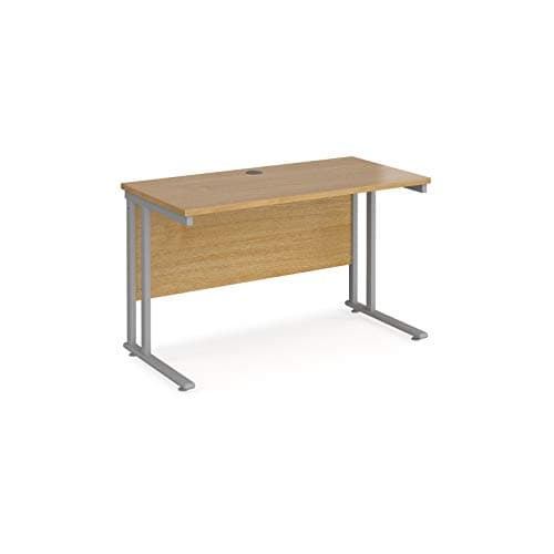 Image of Mr Office Maestro 25 straight desk 600mm deep - silver cantilever leg, Oak, 1200