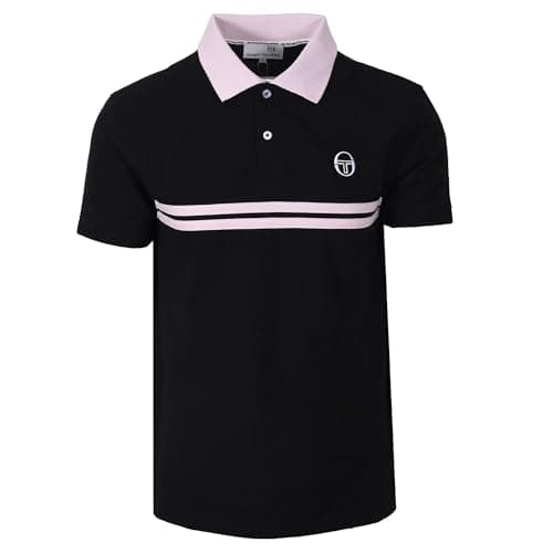 Image of Sergio Tacchini Supermac Polo Shirt (UK, Alpha, XL, Regular, Regular, Black/Light Lilac/White)
